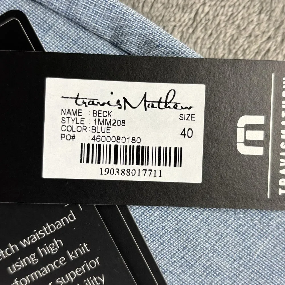 Travis Mathew Shorts Mens 40 Blue Beck Golf Performance‎ Stretch Waistband